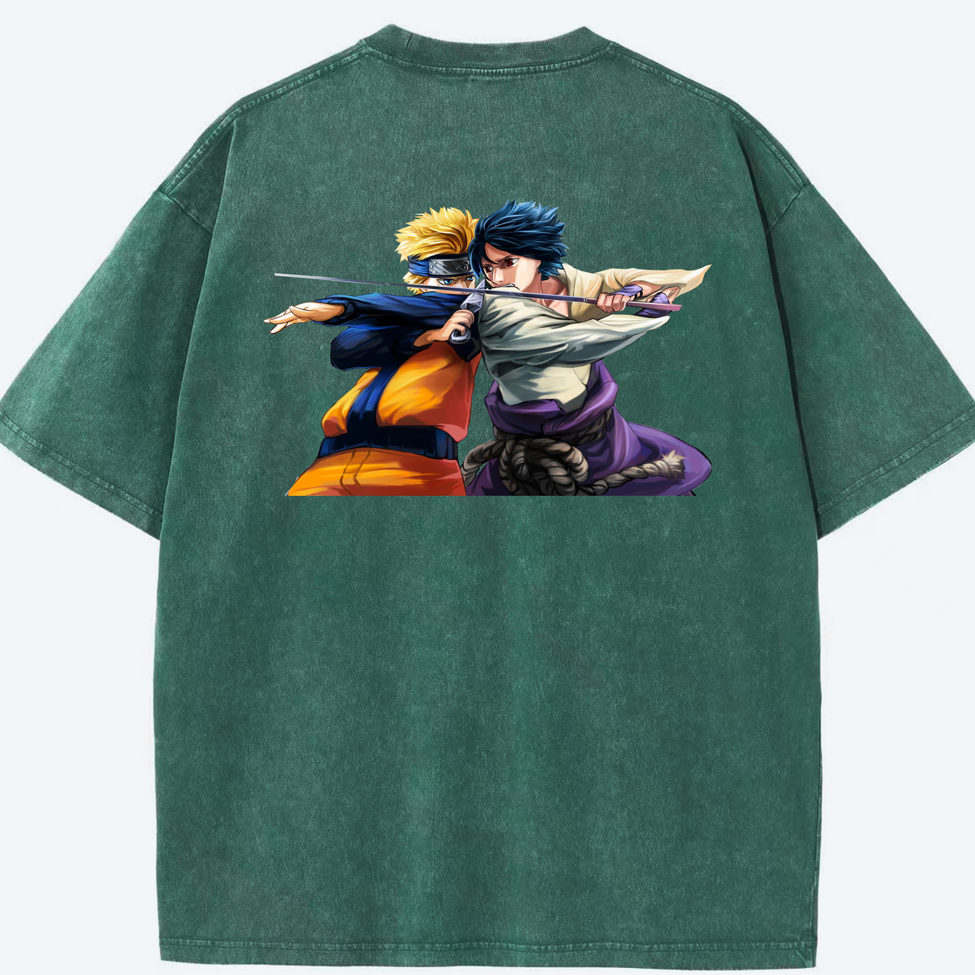 （画像用） NARUTO -ナルト- うずまき ナルト Uzumaki Naruto 綿100% ヴィンテージ風 半袖Tシャツ（背面プリント）